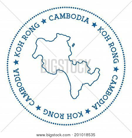 Koh Rong Map Sticker. Hipster And Retro Style Badge. Minimalistic Insignia With Round Dots Border. I