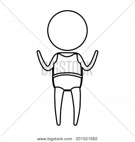 sketch silhouette of pictogram little girl in top and knickers with hands up vector illustration
