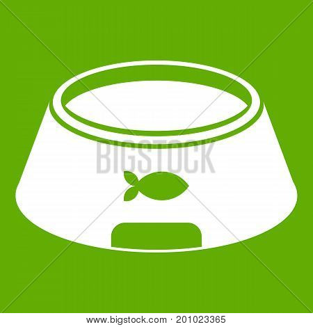 Bowl for animal icon white isolated on green background. Vector illustration