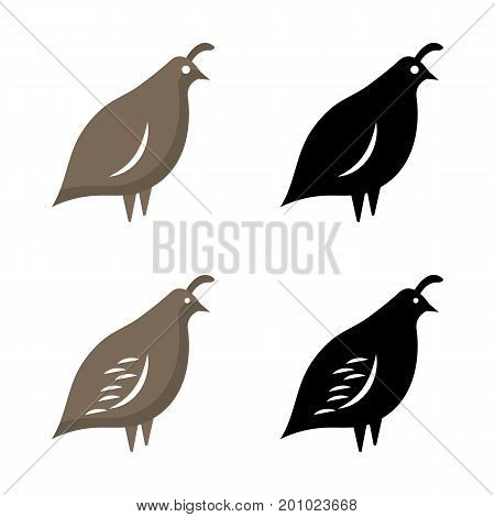 A set of quail icons in different colors