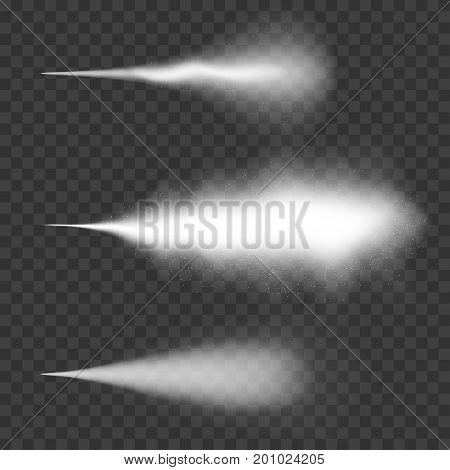 Water Spray, Mist And Smoke Effect. White Spray Effect With Dust On Transparent Background