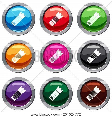 Interchangeable lens for camera set icon isolated on white. 9 icon collection vector illustration
