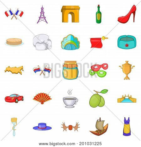 Eurotrip icons set. Cartoon set of 25 eurotrip vector icons for web isolated on white background
