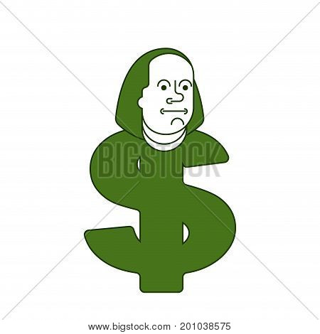 Portrait  Benjamin Franklin Isolated On Dollar Banknote Usa
