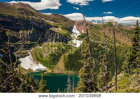 The glacial lake on the Akamina ridge trail in Waterton Lakes NP, Canada