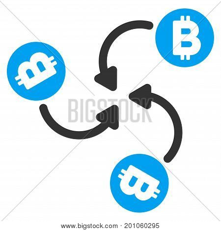 Bitcoin Mixer Swirl flat vector illustration for application and web design.