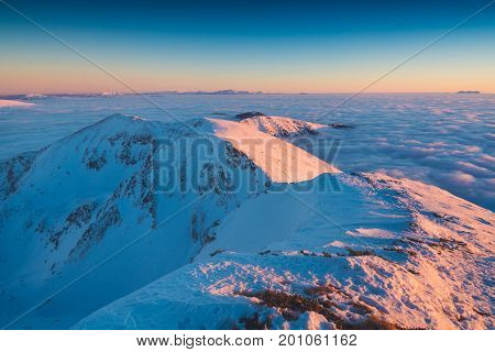 Sunset Light On A Marmaros Mountain Ridge