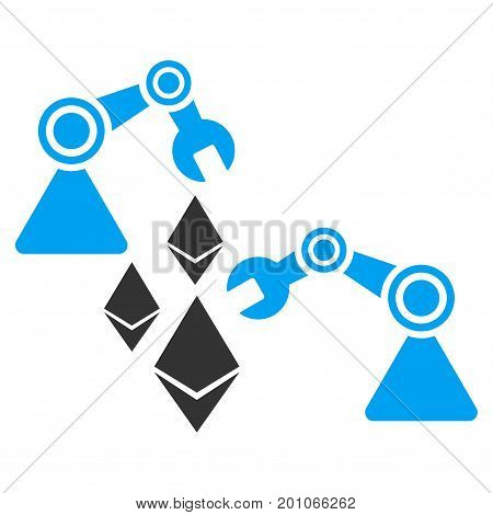 Ethereum Mine Robotics flat vector pictogram for application and web design.