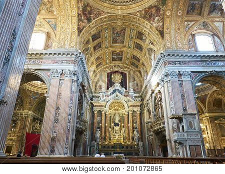 Chiesa Del Gesu Nuovo Church In Naples, Campania, Italy.