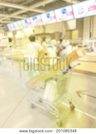 Blurred Image Of People Queue Up Waiting In Line To Buy Fast Food In Fastfood Store Or Seflservice R