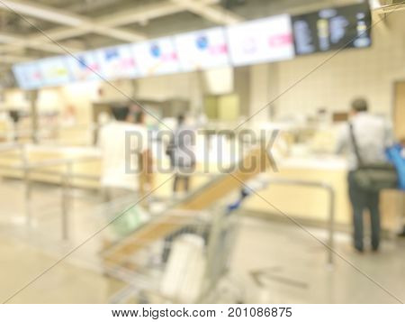 Blurred Image Of People Queue Up Waiting In Line To Buy Fast Food In Fastfood Store Or Seflservice R