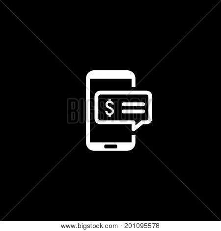 SMS Notification Icon. Isolated Illustration. App Symbol or UI element. Mobile Phone with Popup Message.