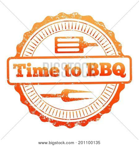 Time to BBQ colorful label design. Bbq label symbol, vector illustration