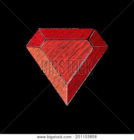 Vector effect of embroidery of a precious stone. Ruby