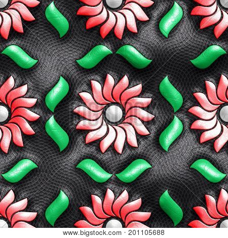 3D Render Of Pattern Seamless Leather Tile