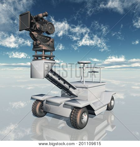 Computer generated 3D illustration with a 35mm movie camera dolly
