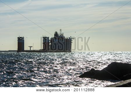 Hoek van Holland the Netherlands - 30 July 2017: Fjord heavy lift ship in Rotterdam harbor