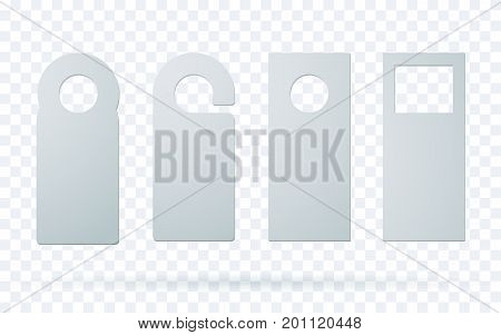 Set of door hangers isolated on transparent background. Door hanger mockup. Vector illustration