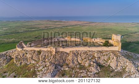 Aerial view from Enisala fortress. Dobrogea Romania