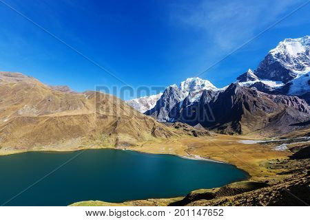 Beautiful mountains landscapes in Cordillera Huayhuash, Peru, South America