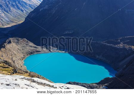 Beautiful mountains landscapes in Cordillera Huayhuash, Peru, South America