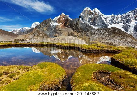 Beautiful mountains landscapes in Cordillera Huayhuash, Peru, South America