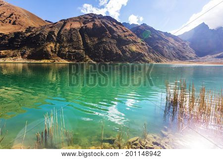 Beautiful mountains landscapes in Cordillera Huayhuash, Peru, South America