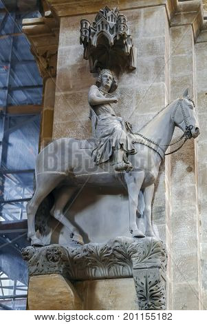 Interior of Bamberg Cathedral Germany. The Bamberger Reiter
