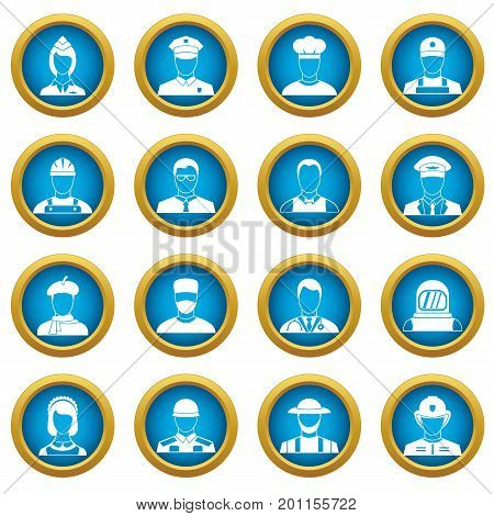 Professions icons blue circle set isolated on white for digital marketing