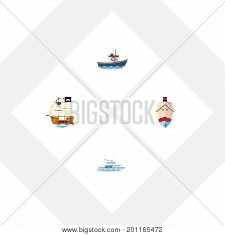 Flat Icon Vessel Set Of Delivery, Transport, Vessel And Other Vector Objects