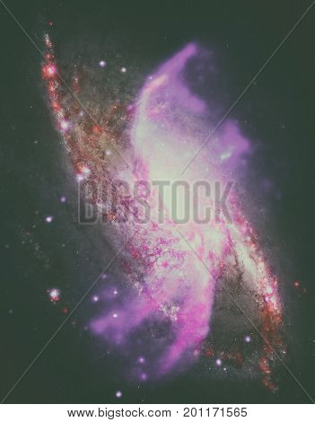 Spiral Galaxy M106 In The Constellation Canes Venatici.