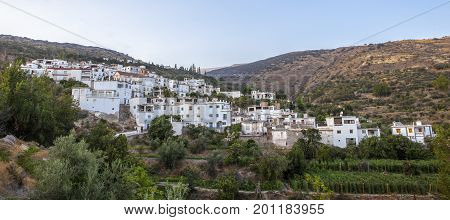 Looking across the alpujarran village of Mecina Alfahar towards the Sierra de la Contraviesa Granada