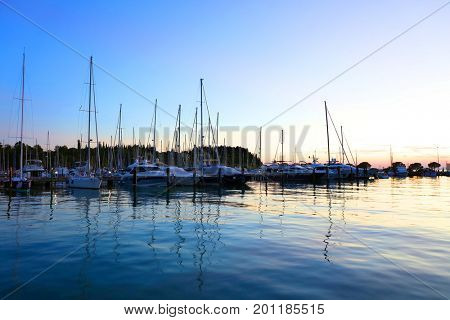 Portoroz, Slovenia - October 17, 2016: Yachts and boats at the marina of Portoroz, Slovenia, Europa