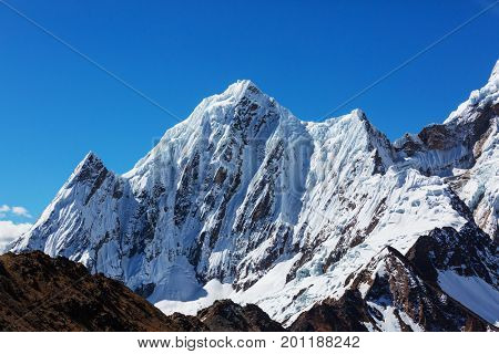 Beautiful mountains landscapes in Cordillera Huayhuash, Peru, South America