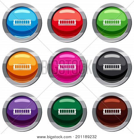 DVD RAM module for the personal computer set icon isolated on white. 9 icon collection vector illustration
