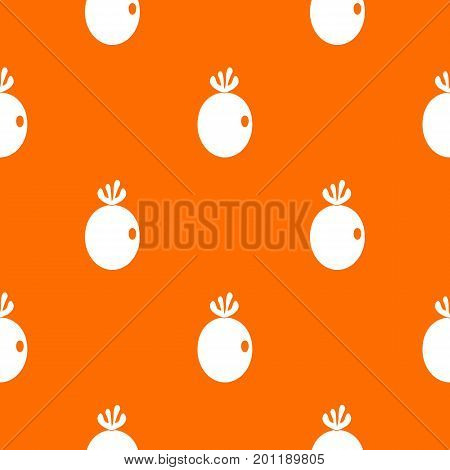 Feijoa fruit pattern repeat seamless in orange color for any design. Vector geometric illustration