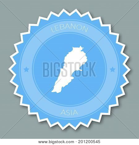 Lebanon Badge Flat Design. Round Flat Style Sticker Of Trendy Colors With Country Map And Name. Coun