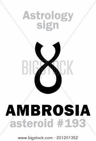 Astrology Alphabet: AMBROSIA, asteroid #193. Hieroglyphics character sign (single symbol).