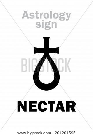 Astrology Alphabet: NECTAR, hypothetical asteroid. Hieroglyphics character sign (single symbol).