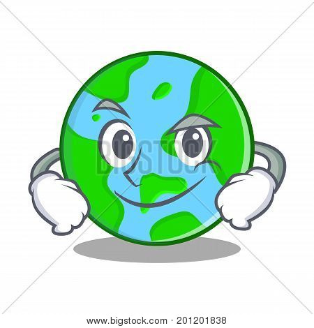 Smirking world globe character cartoon vector illustration