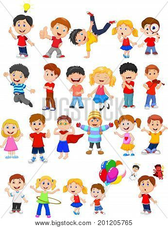 Vector illustration of Kids engaged in different expression