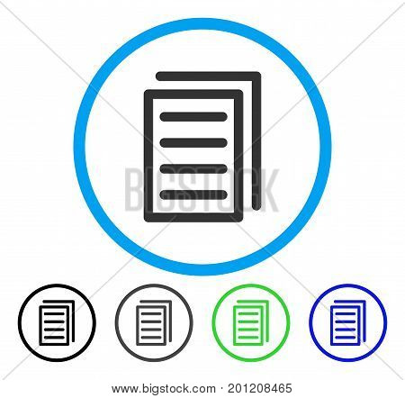 Copy Document rounded icon. Vector illustration style is a flat iconic symbol inside a circle, black, grey, blue, green versions. Designed for web and software interfaces.