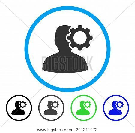 Migraine rounded icon. Vector illustration style is a flat iconic symbol inside a circle, black, grey, blue, green versions. Designed for web and software interfaces.
