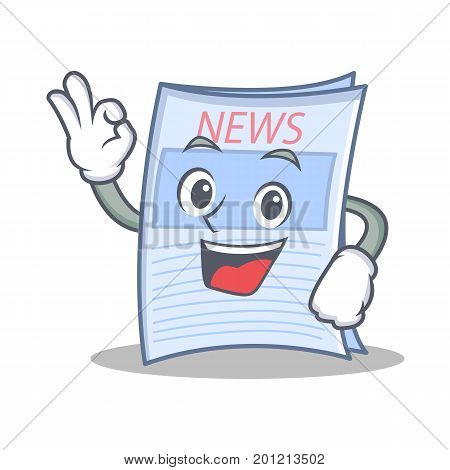 Okay newspaper character cartoon style vector illustration