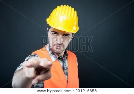 Constructor Wearing Equipment Making Watching You Gesture
