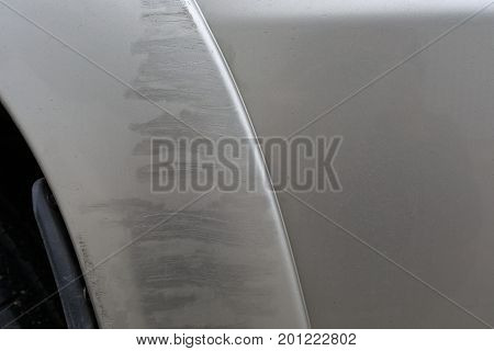 Vehicle Car Scratch Damage From Accident On Traffic Road