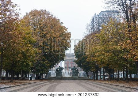 Landscape view of Turin with some trees in autumn season