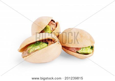 Pistachio nuts. Isolated on a white background.
