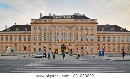 Vienna Austria - October 6 2015: The famous Museumsquartier in Vienna. Shot taken on October 6th 2015