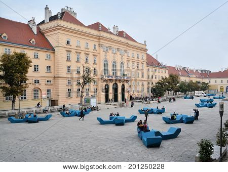 Vienna Austria - October 6 2015: The famous Museumsquartier in Vienna. Shot taken on October 6th 2015